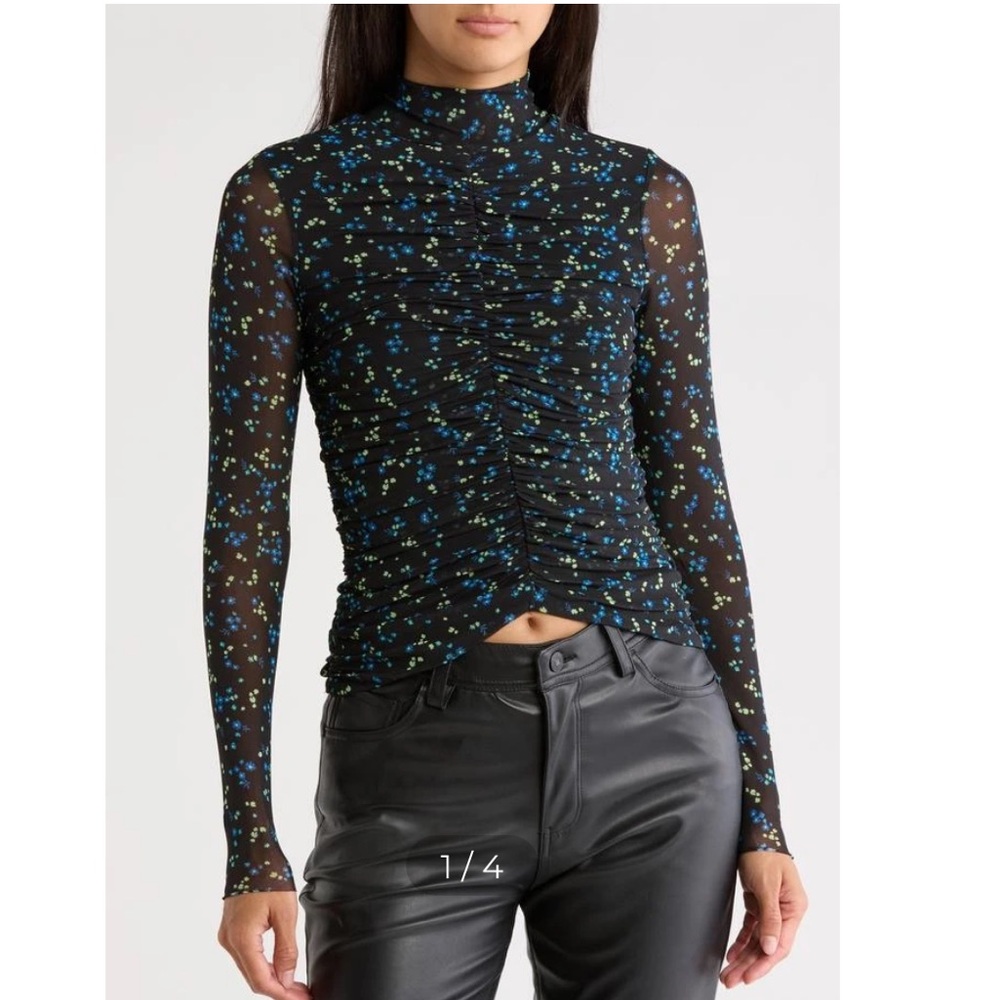 NWT AFRM $48 Blue Ruched Blouse